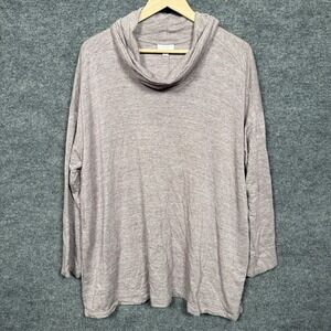 Pure Jill‎ Womens Plus Size 2X Sweatshirt Tan Cowl Neck Stretch Soft Pockets